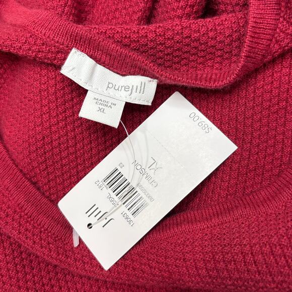 J Jill pureJill Size XL Cotton Cashmere Sweater Thermal Waffle Knit Pockets NEW - Picture 7 of 11